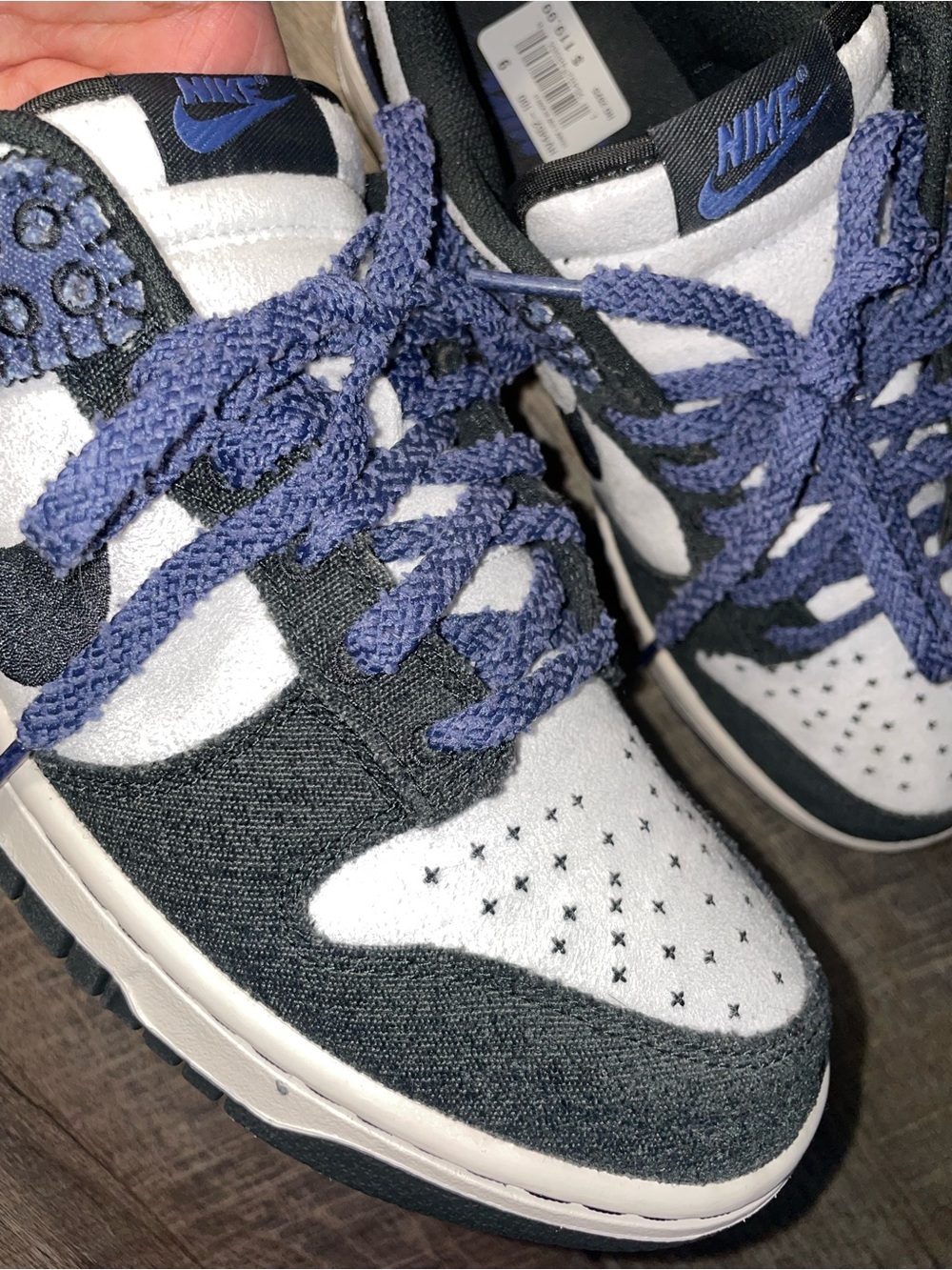 Nike Dunk Low Retro SE Black & Navy Denim BRAND NEW NEVER WORN - Picture 2 of 7